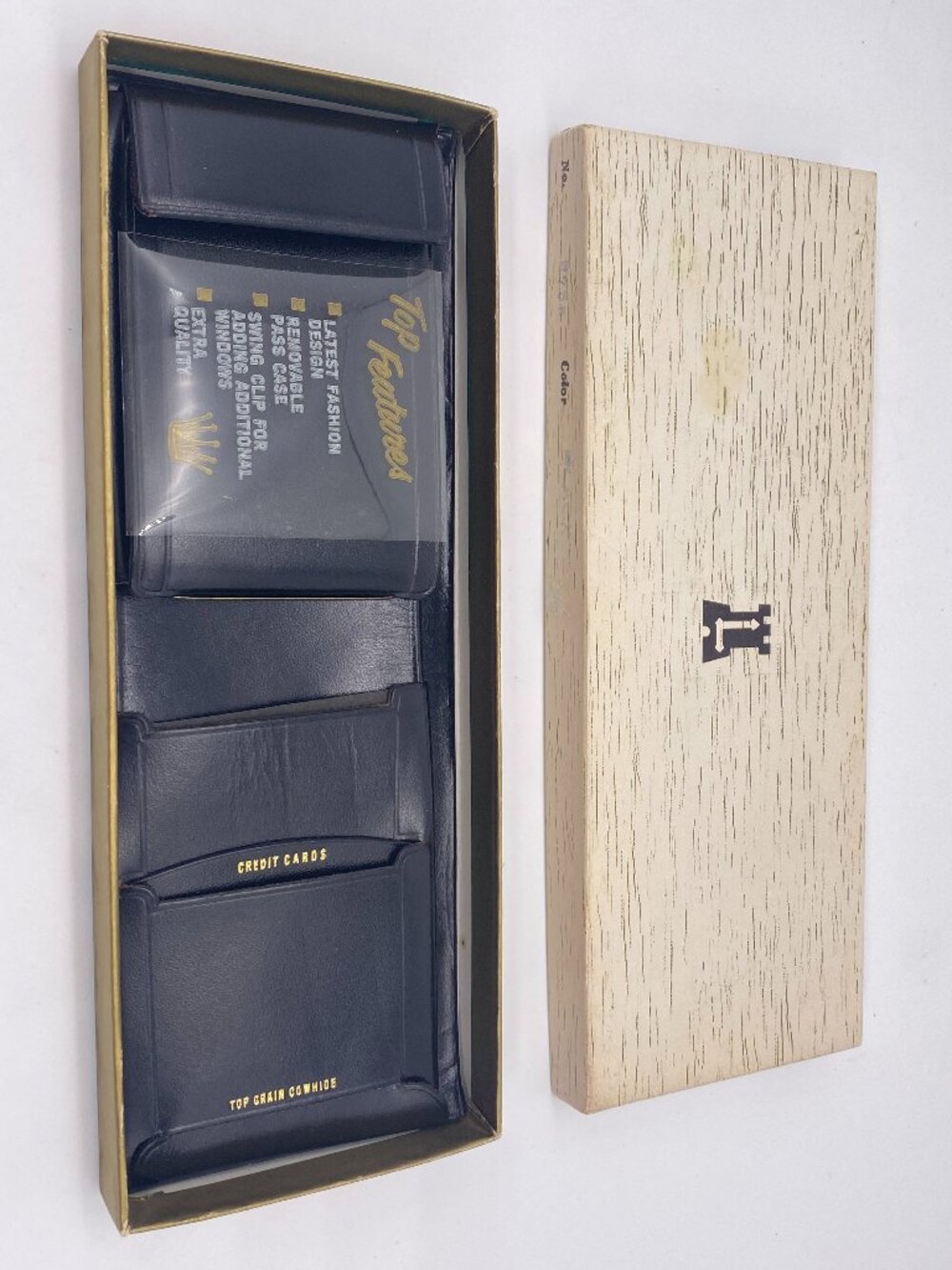Artisan Leather Bi-Fold Wallet Black Billpak Style Mens Retro Bifold NEW NIB VTG